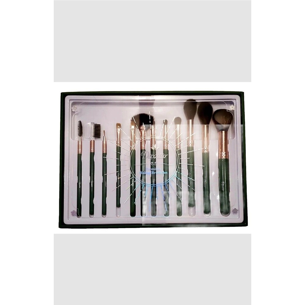 Professional Green Makeup Brush Set Make up Kit W/ Birch Wooden Handle 12 Pc New
